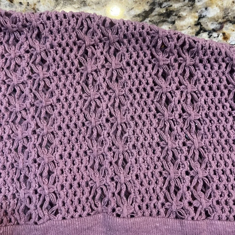 FP Beach Free People‎ Crochet Lace Yoke Romper Mauve Purple Boho Pockets Medium